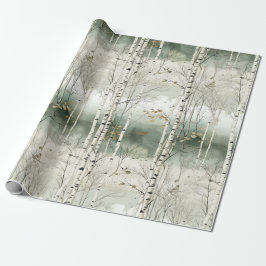 Waterverf berkenboompatroon cadeaupapier