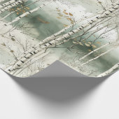 Waterverf berkenboompatroon cadeaupapier (Hoek)