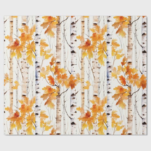 Waterverf berkenboompatroon cadeaupapier (Vlak)