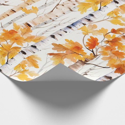 Waterverf berkenboompatroon cadeaupapier (Hoek)