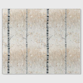 Waterverf berkenboompatroon cadeaupapier (Vlak)
