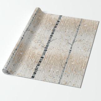 Waterverf berkenboompatroon cadeaupapier