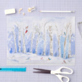 Waterverf Berkenbos Met Vogels Tissuepapier (Craft)