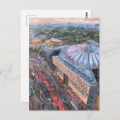 Waterverf Berlijn. Avond over Sony Center en Ti Briefkaart (Voorkant / Achterkant)