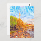 Waterverf Berlijn. Avondstemming in Monbijoupark Briefkaart (Voorkant / Achterkant)