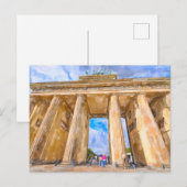 Waterverf Berlijn. Brandenburger Tor. Briefkaart (Voorkant / Achterkant)