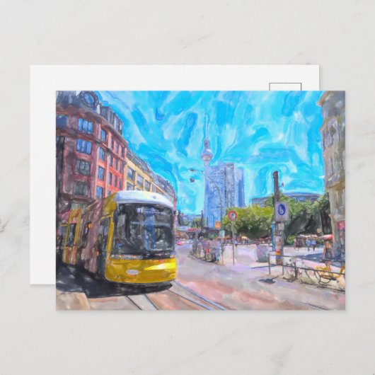 Waterverf Berlijn. De hoofdplaats is Hackescher Ma Briefkaart (Voorkant / Achterkant)