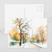 Waterverf Berlijn Funkturm Herfst Briefkaart (Voorkant / Achterkant)