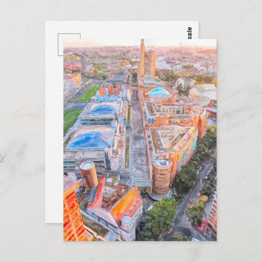 Waterverf Berlijn. Kaarten van Potsdamer Platz (Voorkant / Achterkant)