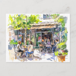 Waterverf Berlijn Kreuzberg Zomer Café Briefkaart