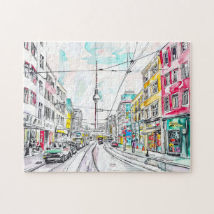 Waterverf Berlijn Mitte en televisietoren Legpuzzel