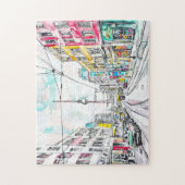 Waterverf Berlijn Mitte en televisietoren Legpuzzel (Verticaal)