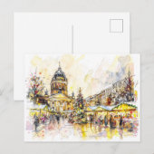 Waterverf Berlijnse kerstmarkt Gendarmenmarkt Briefkaart (Voorkant / Achterkant)