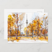 Waterverf Berlijnse Mitte Autumn TV Tower Briefkaart (Voorkant / Achterkant)