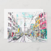 Waterverf Berlijnse Mitte en tv-toren Briefkaart (Voorkant / Achterkant)