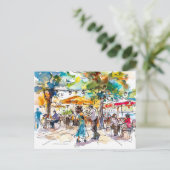 Waterverf Berlijnse Mitte Zomerdansavond Briefkaart (Staand voorkant)