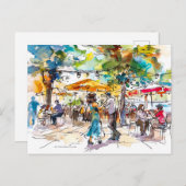 Waterverf Berlijnse Mitte Zomerdansavond Briefkaart (Voorkant / Achterkant)