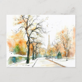 Waterverf Berlin Funkturm Herfst Briefkaart