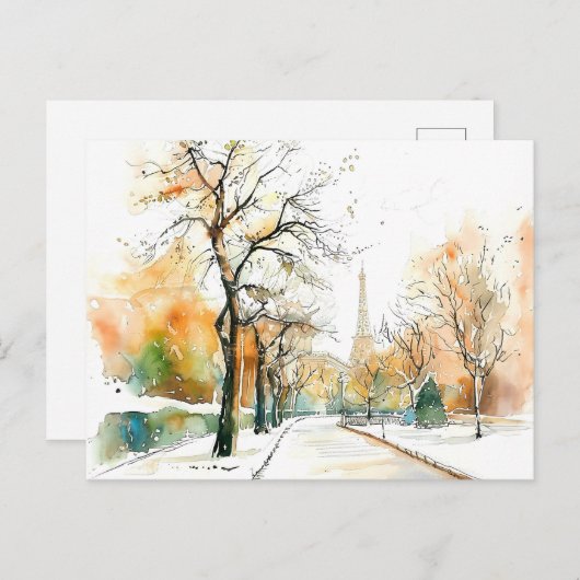 Waterverf Berlin Funkturm Herfst Briefkaart (Voorkant / Achterkant)