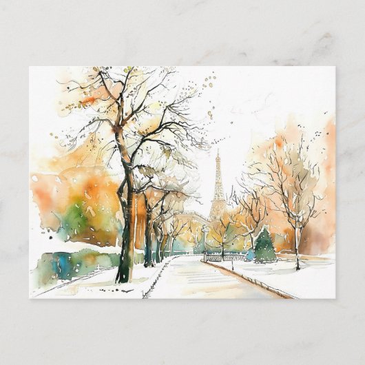 Waterverf Berlin Funkturm Herfst Briefkaart (Voorkant)