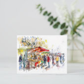 Waterverf Berlin Mitte Market Briefkaart (Staand voorkant)