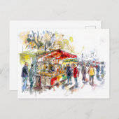 Waterverf Berlin Mitte Market Briefkaart (Voorkant / Achterkant)