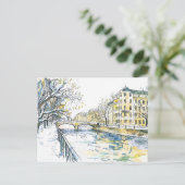 Waterverf Berlin Spandau Winter Havel Briefkaart (Staand voorkant)