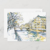 Waterverf Berlin Spandau Winter Havel Briefkaart (Voorkant / Achterkant)