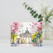 Waterverf Berlin Spring Brandenburger Tor Briefkaart (Staand voorkant)