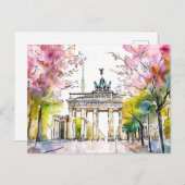 Waterverf Berlin Spring Brandenburger Tor Briefkaart (Voorkant / Achterkant)