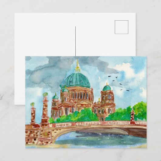 Waterverf Berliner Dom Briefkaart (Voorkant / Achterkant)