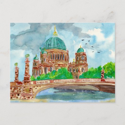 Waterverf Berliner Dom Briefkaart (Voorkant)