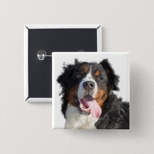 Waterverf Berner Berghond Button (Voorkant /achterkant)