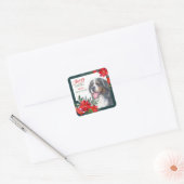 Waterverf Berner Berghond Poinsettia Vierkante Sticker (Envelop)