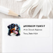 Waterverf Berner Berghond retouradres Etiket (Insitu)