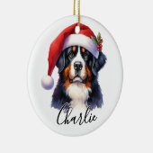 Waterverf Berner Sennenhond gepersonaliseerd Keramisch Ornament (Rechts)