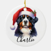Waterverf Berner Sennenhond gepersonaliseerd Keramisch Ornament (Achterkant)