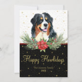 Waterverf Berner Sennenhond Happy Howholidays Feestdagenkaart (Voorkant)