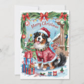 Waterverf Berner Sennenhond Kerst Kaart (Voorkant)
