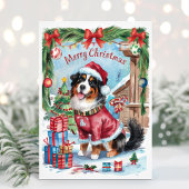 Waterverf Berner Sennenhond Kerst Kaart