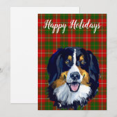 Waterverf Bernese Mountain Dog Custom Feestdagenkaart (Voorkant / Achterkant)