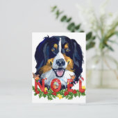 Waterverf Bernese Mountain Dog Kerstmis Briefkaart (Staand voorkant)