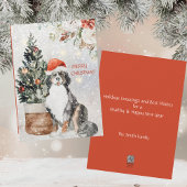 Waterverf Bernese Mountain Dog Kerstmis Feestdagenkaart