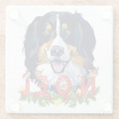 Waterverf Bernese Mountain Dog Kerstmis Glazen Onderzetter (Achterkant)