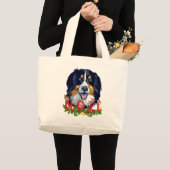 Waterverf Bernese Mountain Dog Kerstmis Grote Tote Bag (Voorkant (product))