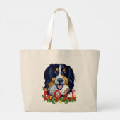 Waterverf Bernese Mountain Dog Kerstmis Grote Tote Bag (Achterkant)