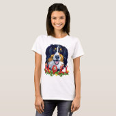 Waterverf Bernese Mountain Dog Kerstmis T-shirt (Voorkant volledig)