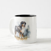 Waterverf Bernese Mt. Dog Tweekleurige Koffiemok (Voorkant links)