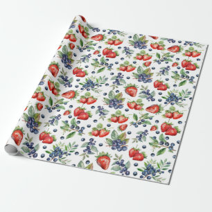 Waterverf Berries aardbei Cadeaupapier