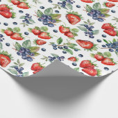 Waterverf Berries aardbei Cadeaupapier (Hoek)
